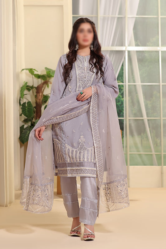 Formal Festive 3pcs Stiched Collection Vol 02 - AK - D 05 Palestinian Enrobe