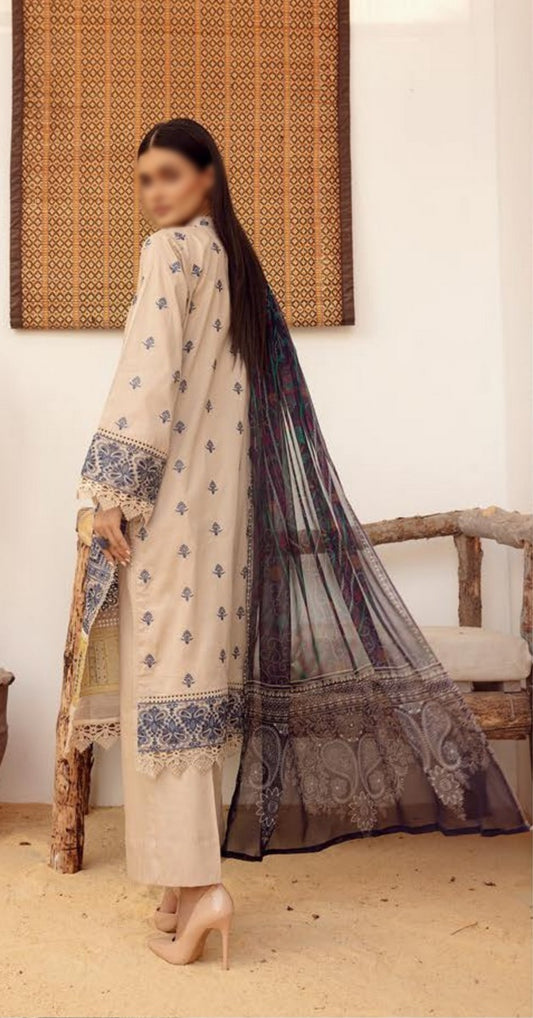 Design 06 Mahees Embroidered Lawn Collection Vol 24