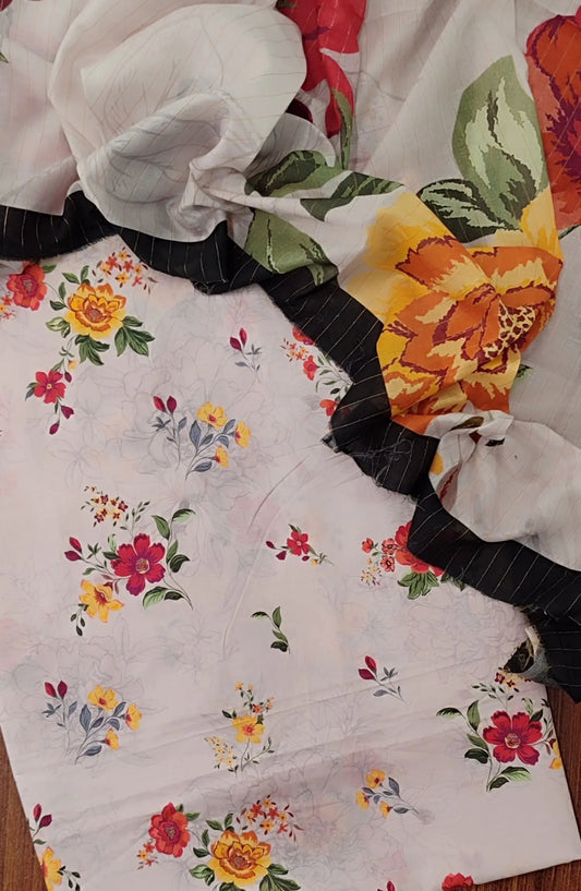 Premium Unstitch Printed Co-Ords 3Pcs With Zari Lawn Dupatta - D 06