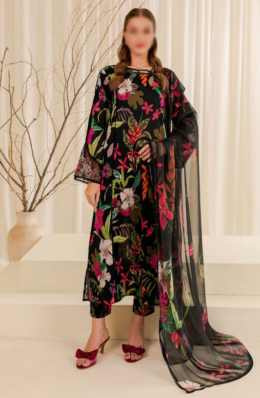 Farasha Printed Essentials Summer Collection 2024 - D 07 Ebony Passion