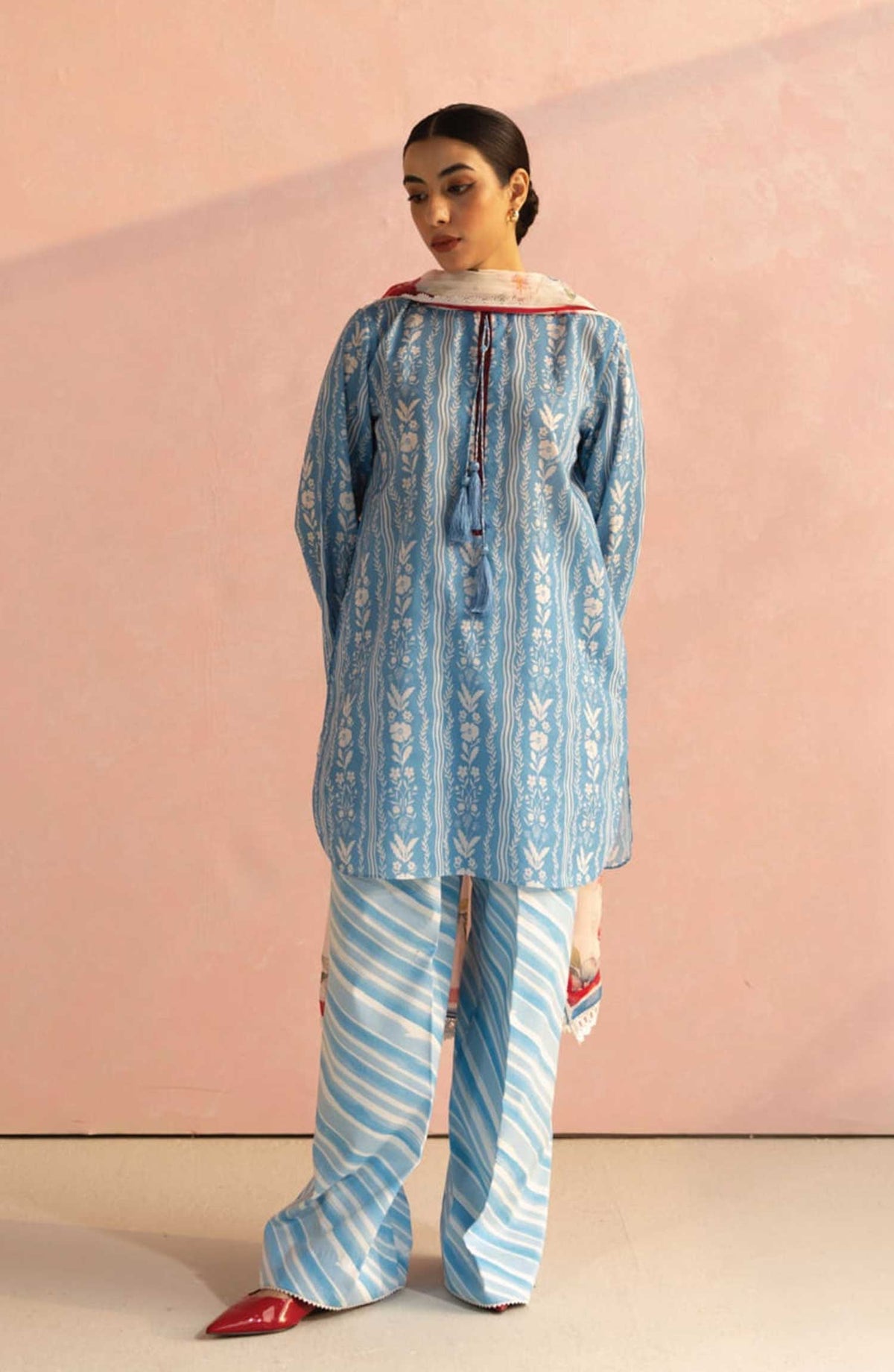 Coco Prints by Zara ShahJahan Printed Lawn Unstitched 3 Piece - D-9 B Ruby - ZS25PL - Sky Blue - Summer Collection