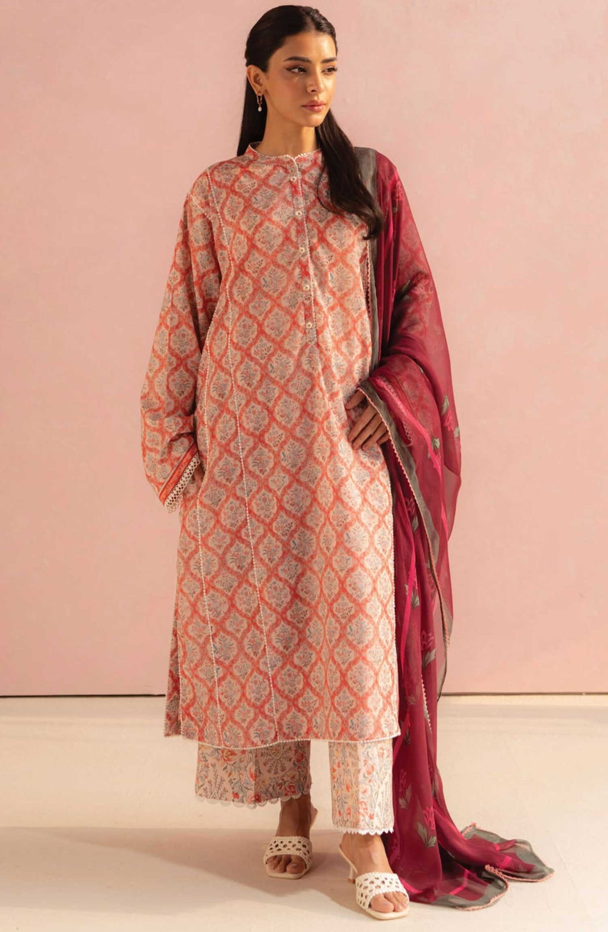 Coco Prints by Zara ShahJahan Printed Lawn Unstitched 3 Piece - D-10 A Amaya - ZS25PL - Pink - Summer Collection
