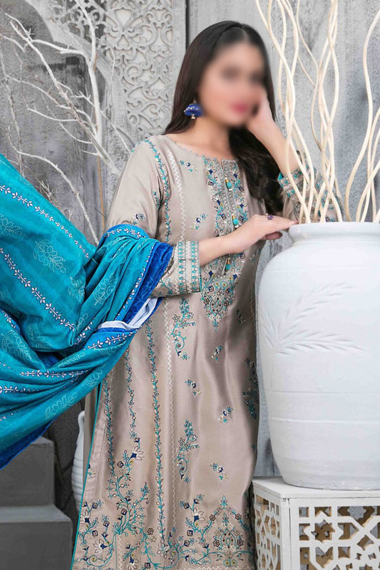 NIRA Embroidered Satin Velvet Shawl Dupatta Collection - D 1117