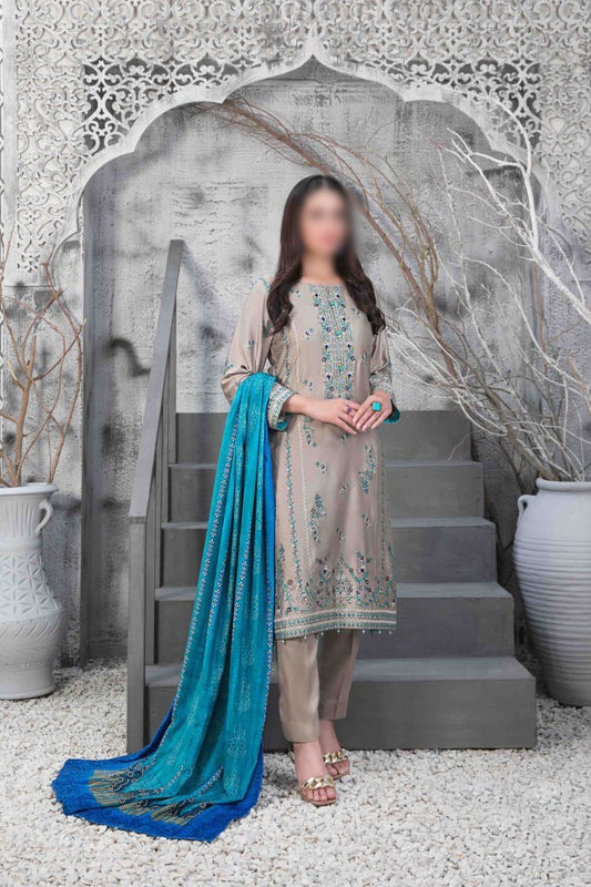 NIRA Embroidered Satin Velvet Shawl Dupatta Collection - D 1117