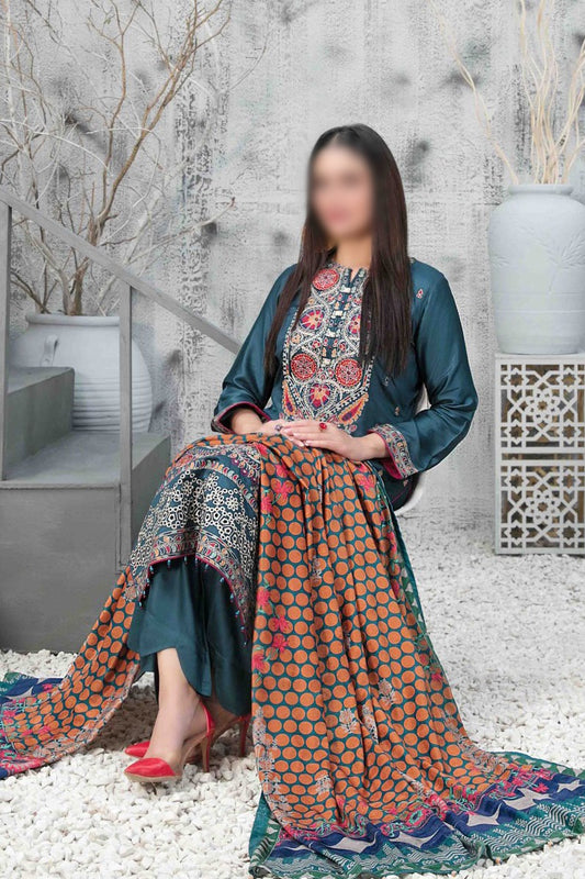 NIRA Embroidered Satin Velvet Shawl Dupatta Collection - D 1118