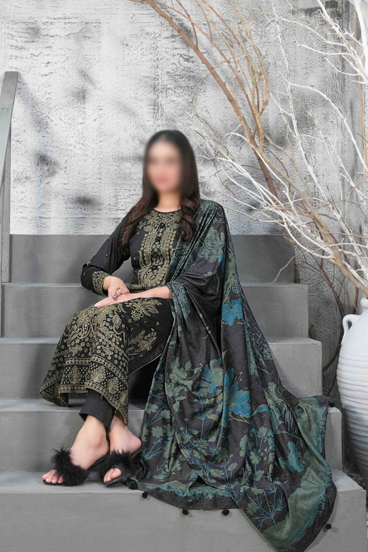 NIRA Embroidered Satin Velvet Shawl Dupatta Collection - D 1119