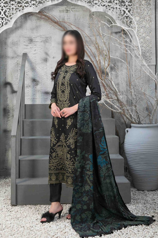 NIRA Embroidered Satin Velvet Shawl Dupatta Collection - D 1119