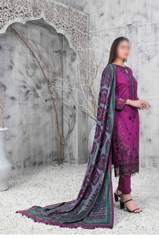NIRA Embroidered Satin Velvet Shawl Dupatta Collection - D 1122