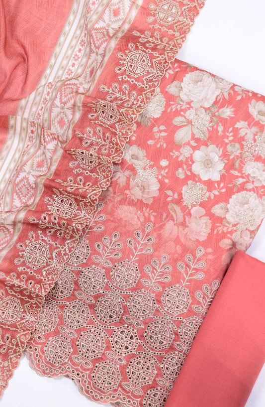Bin Saeed Chikankari Lawn Unstitched 3 Piece - D 11 - BS25PE - Light Pink - Summer Collection