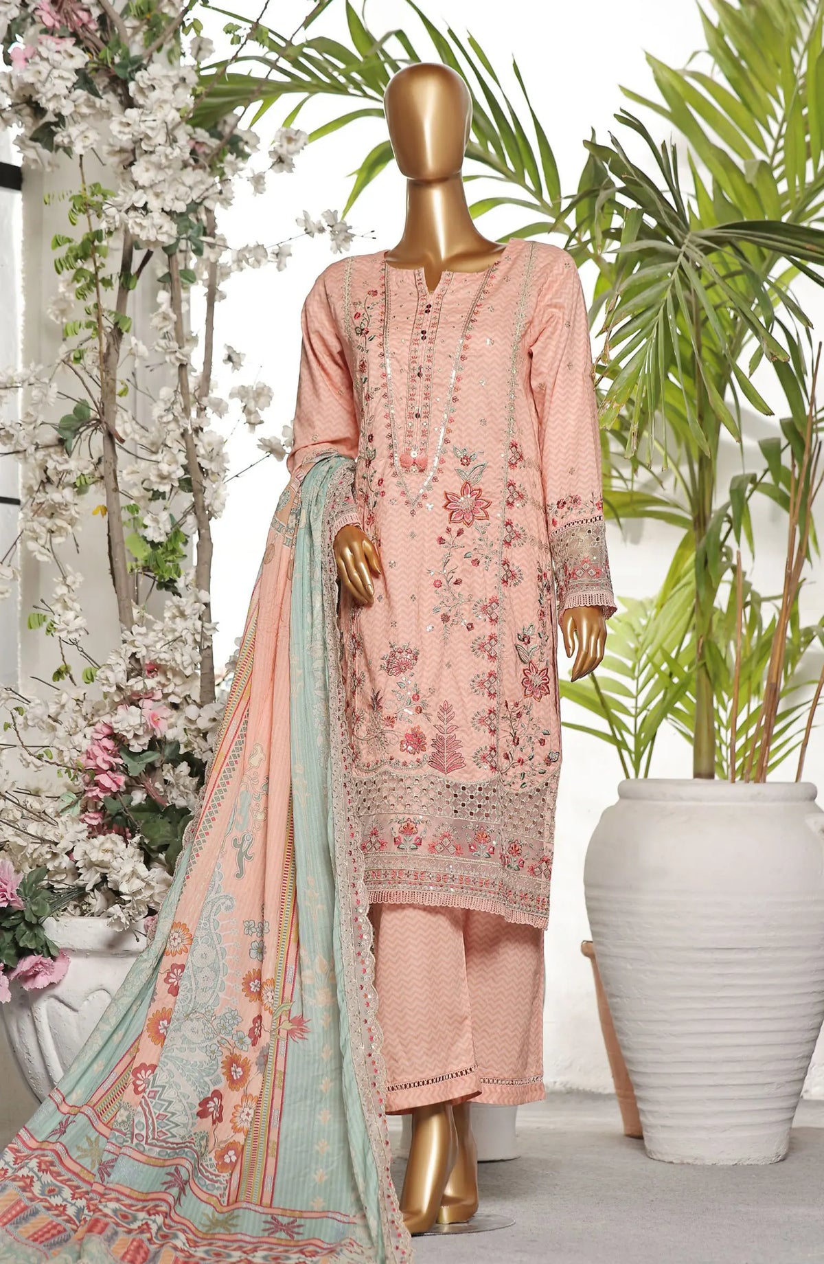 Sadabahar Premium Embroidered Printed Lawn Collection 2024 - D 1239 PINK