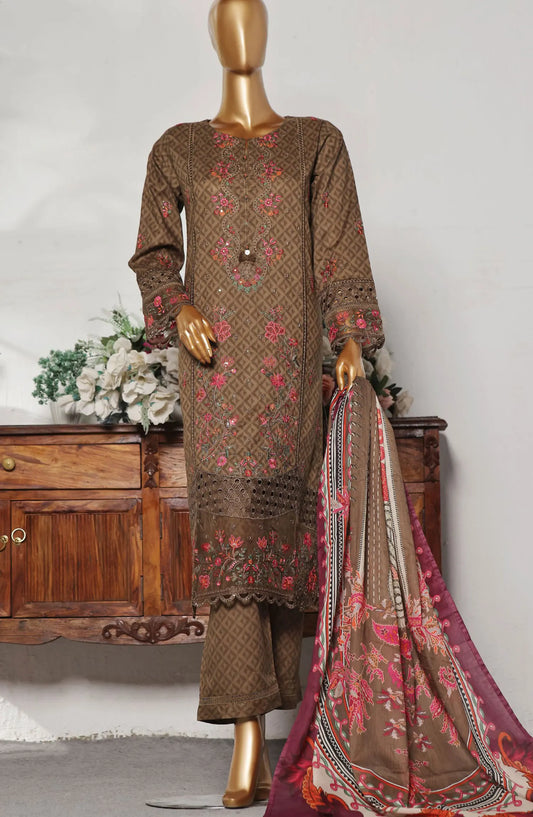Sadabahar Premium Embroidered Printed Lawn Collection 2024 - D 1249 BROWN
