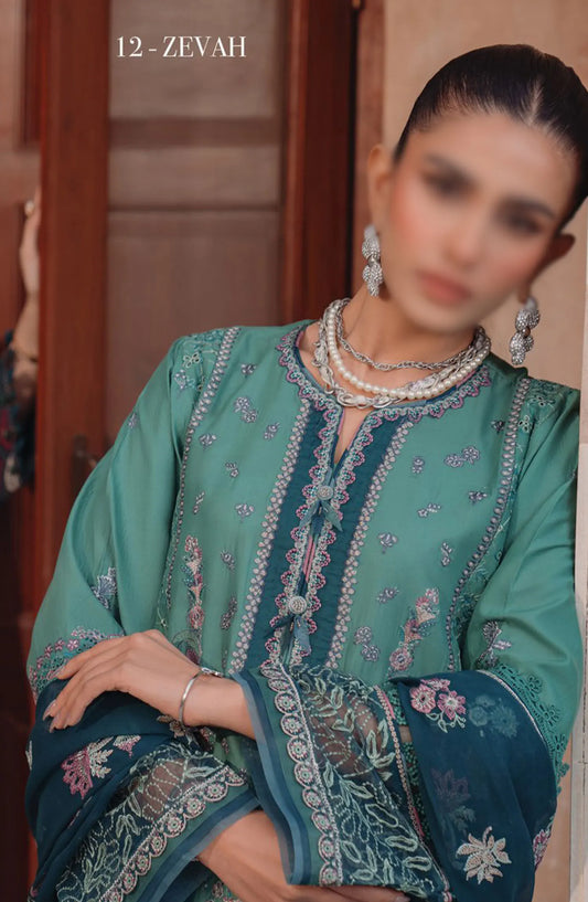 Xenia Farozaan Unstitched Lawn 2024 - D 12 ZEVAH