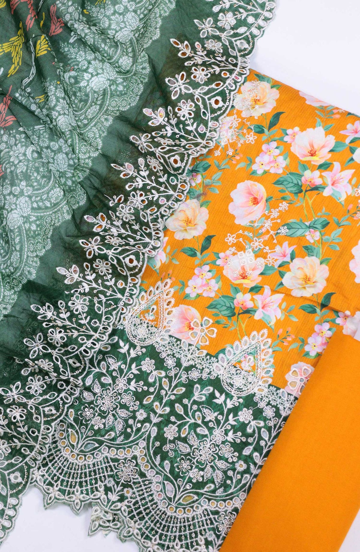 Bin Saeed Chikankari Lawn Unstitched 3 Piece - D 14 - BS25PE - Yellow - Summer Collection
