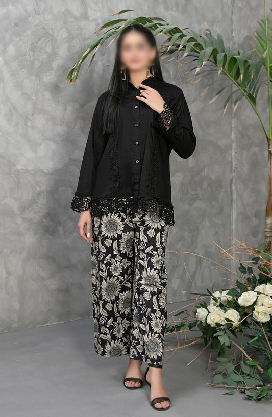 Sian - Lace Embroidered Jacquard Lawn Shirt Collection - D 1860