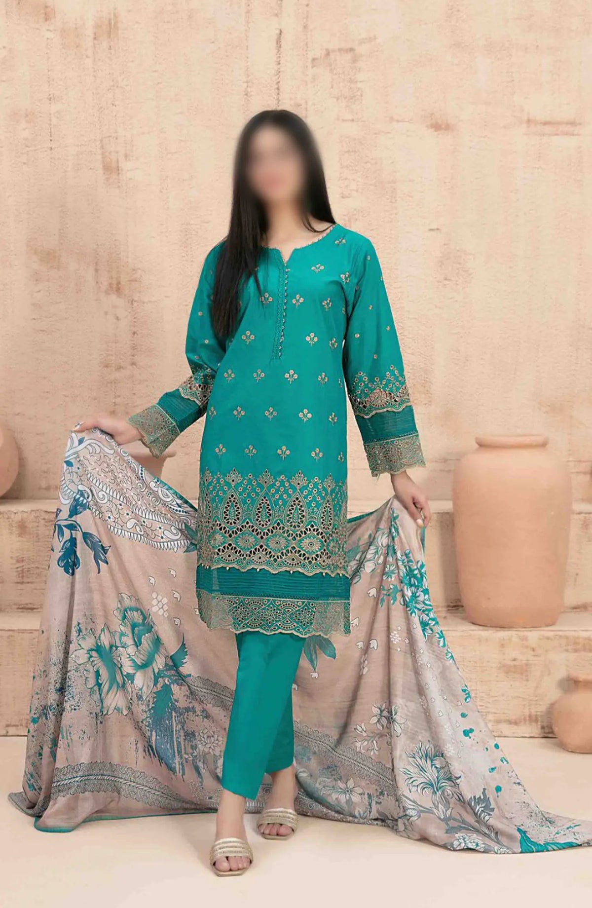 Ria - Stitched Schiffli Lawn Collection 2024 - D 1875