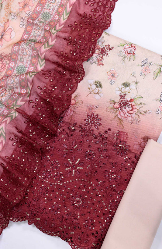 Bin Saeed Chikankari Lawn Unstitched 3 Piece - D 21 - BS25PE - Purple - Summer Collection