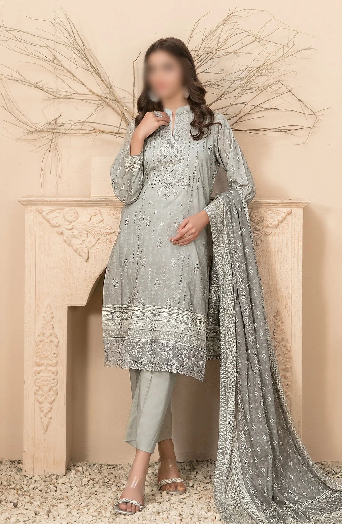 Farideh - Embroidered Digital Printed Lawn Collection 2024 - D 2595