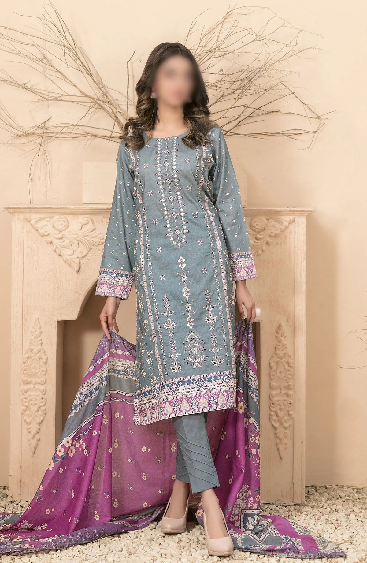 Farideh - Embroidered Digital Printed Lawn Collection 2024 - D 2598