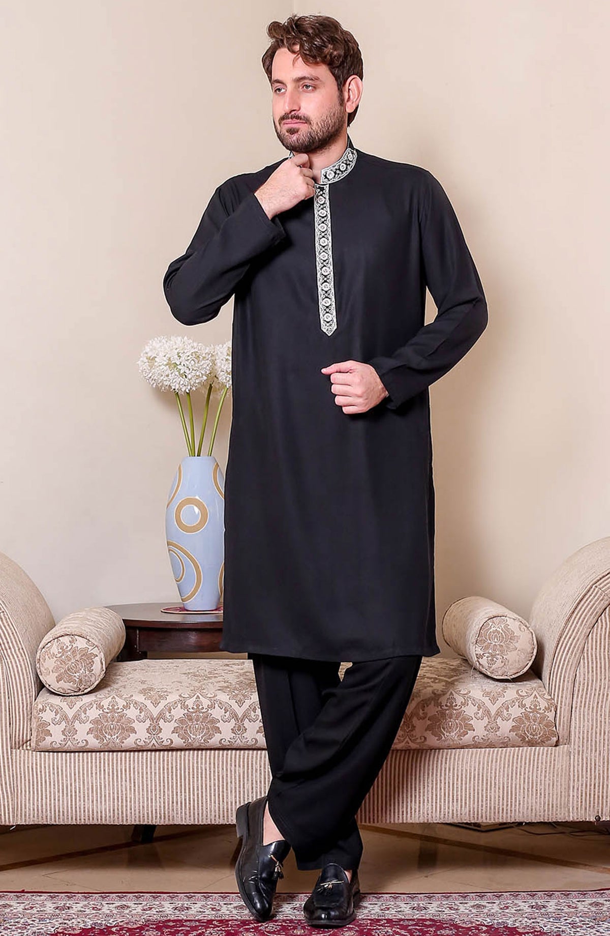 Real Image Mens Shalwar Kameez Collection 2024 - D - 270 Black