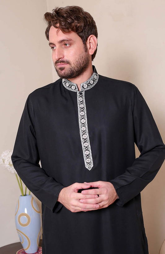 Real Image Mens Shalwar Kameez Collection 2024 - D - 270 Black