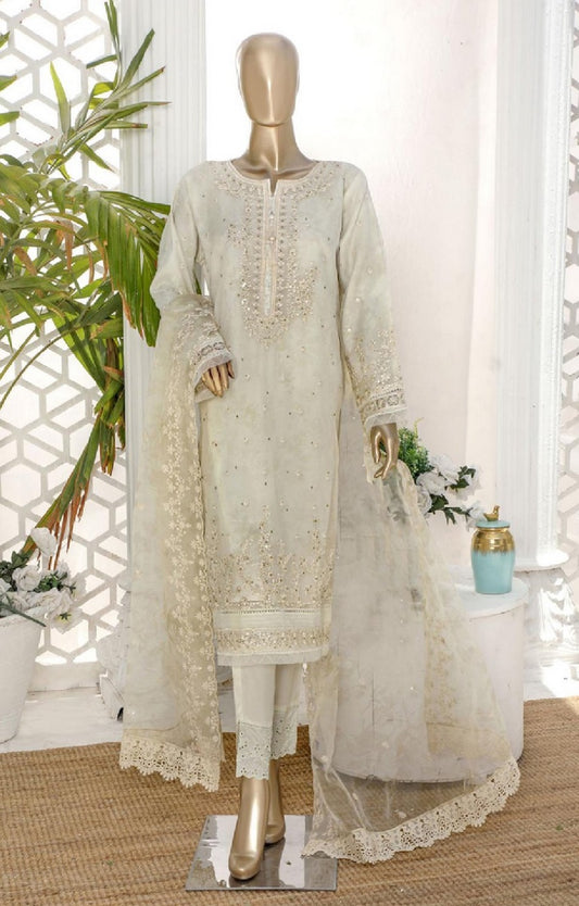 D 30 OFF WHITE HZ Shaahkaar RTW Printed Chikankari Raw Silk Collection