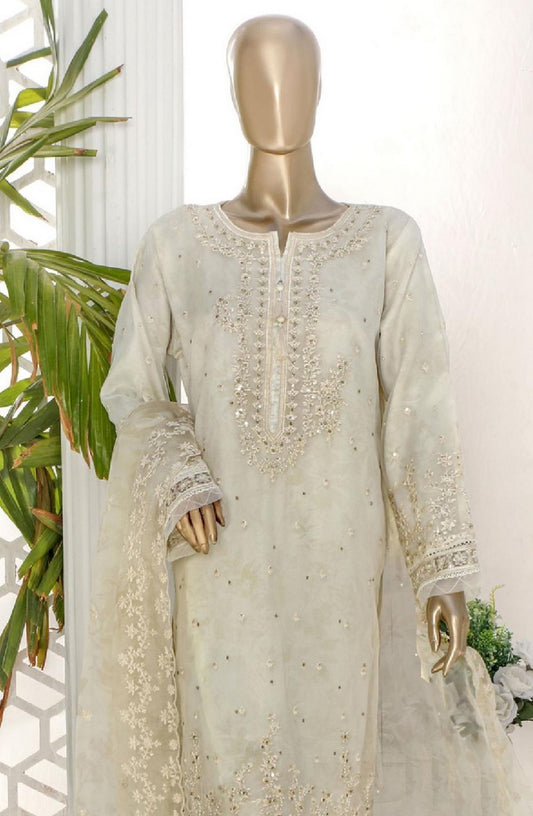 D 30 OFF WHITE HZ Shaahkaar RTW Printed Chikankari Raw Silk Collection