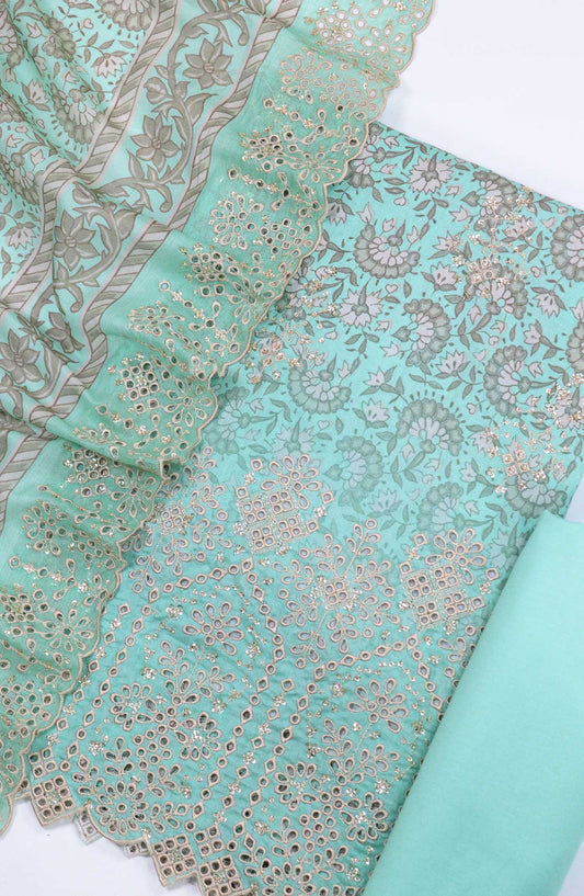 Bin Saeed Chikankari Lawn Unstitched 3 Piece - D 33 - BS25PE - Light Blue - Summer Collection