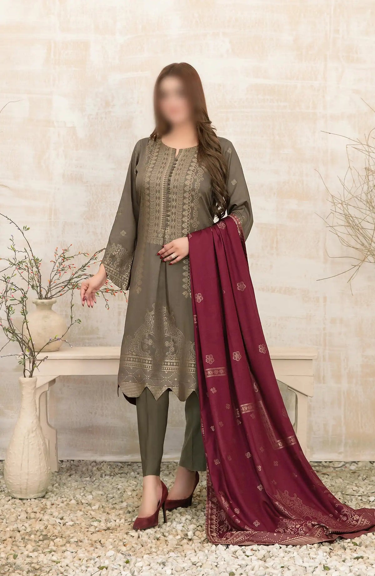 Umnia - Staple Broshia Banarsi 3pcs Collection - D 3884