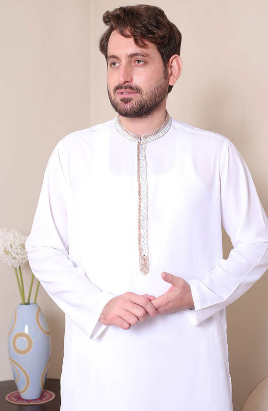 Real Image Mens Shalwar Kameez Collection 2024 - D - 479 Off white