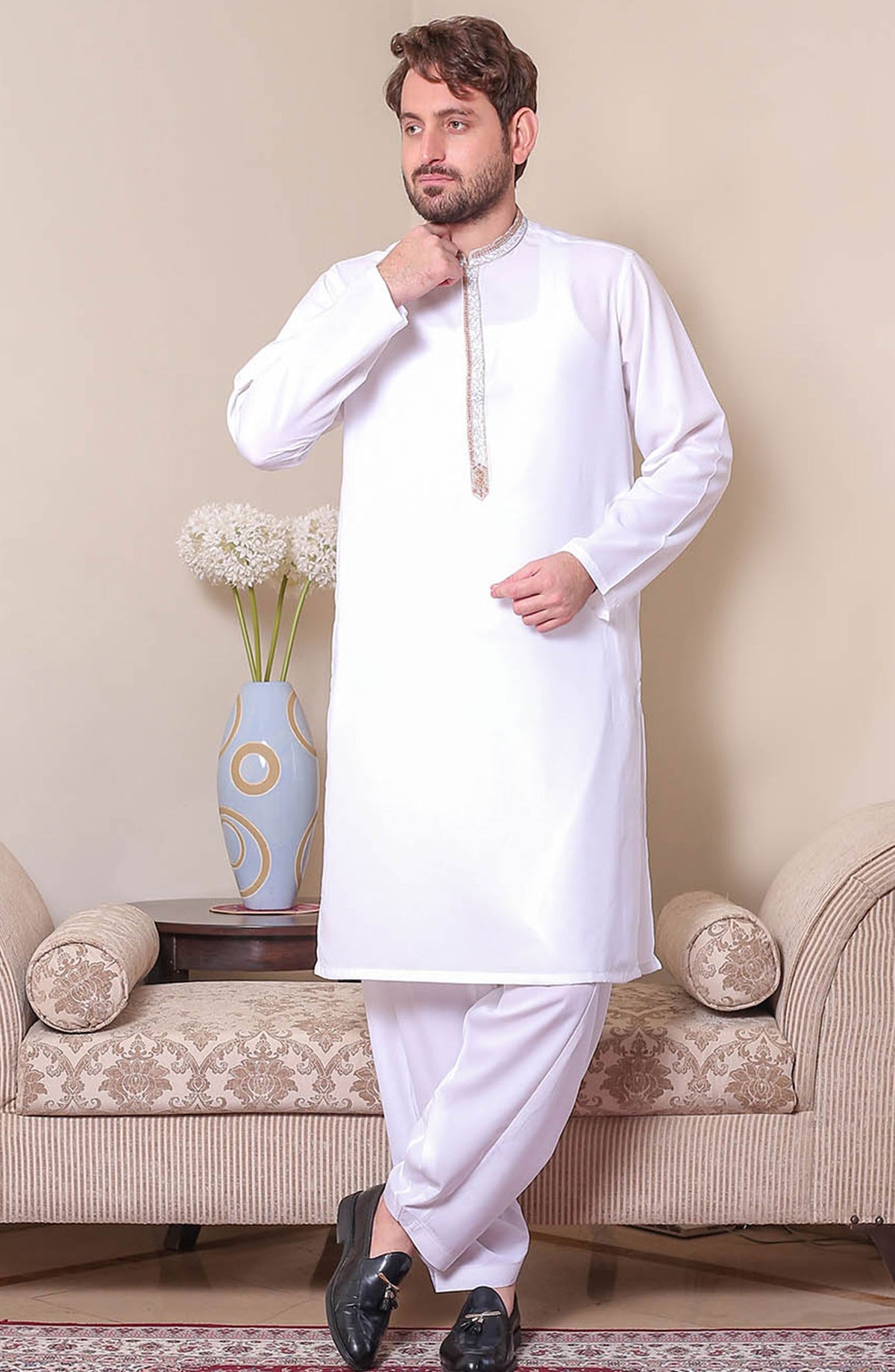 Real Image Mens Shalwar Kameez Collection 2024 - D - 479 Off white