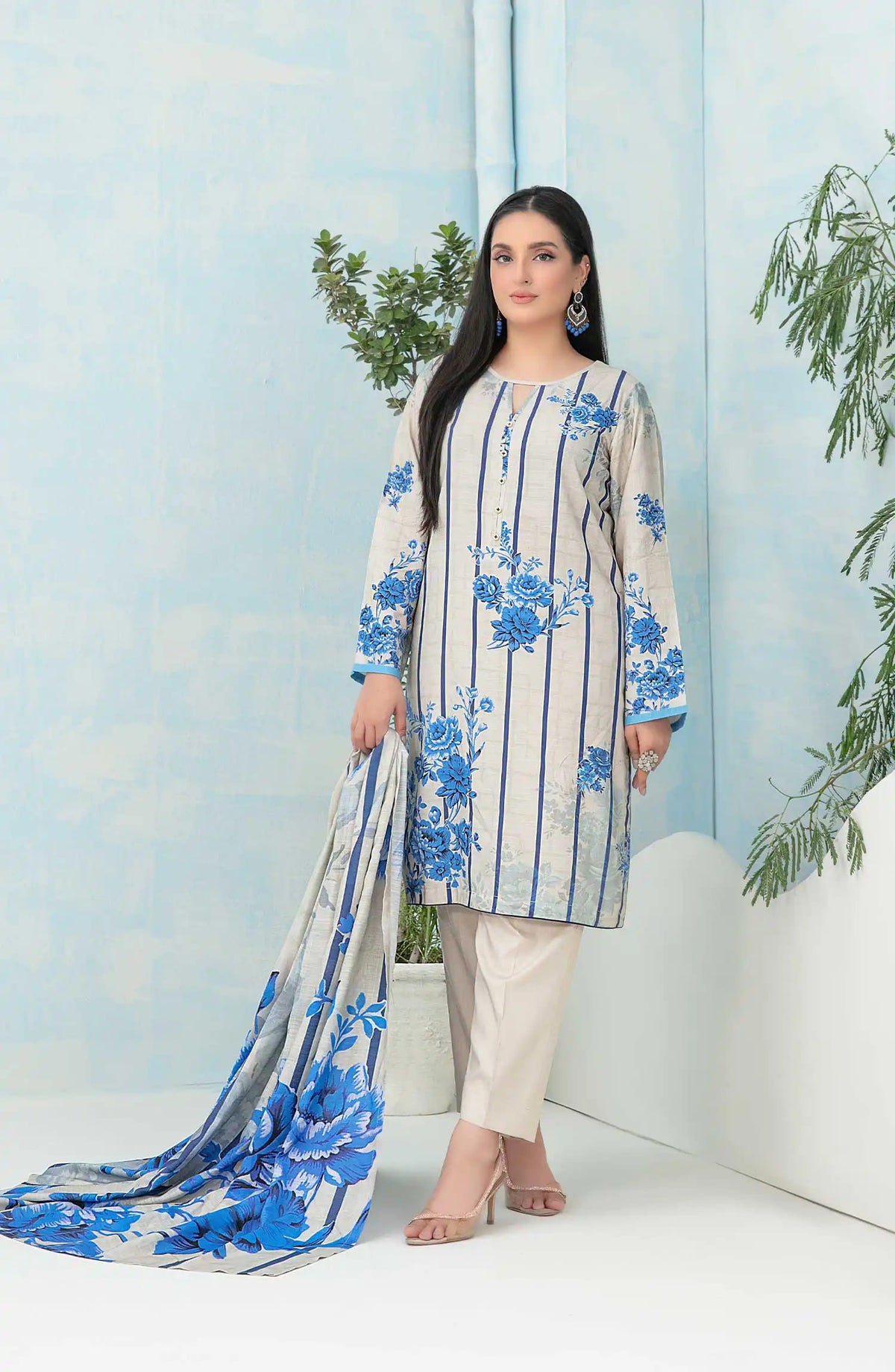 Nese - Stitched Digital Printed Staple 3pcs Collection-TKN-D 5041