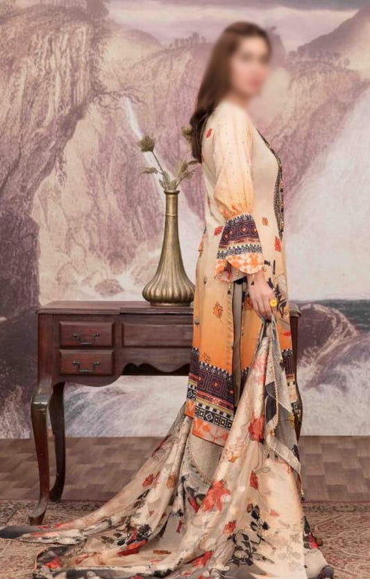 Cyra Embroidered Lawn and Digital Print Collection D 6888
