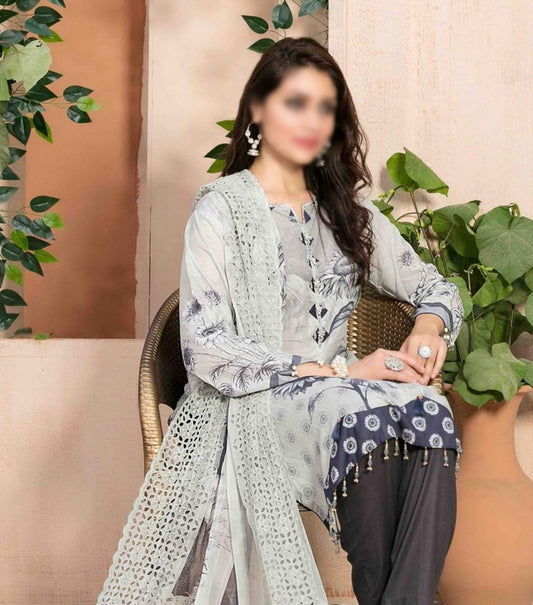 D 7044 MON TRESOR Digital Printed Lawn Shirt - Schiffli Dupatta Collection 2023