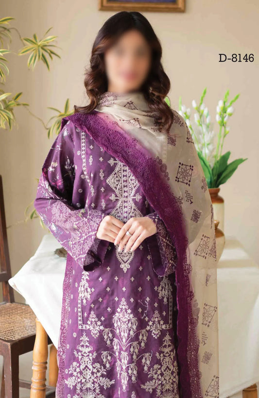 LUXOR Embroidered Luxury Lawn Collection 2024 - D 8146