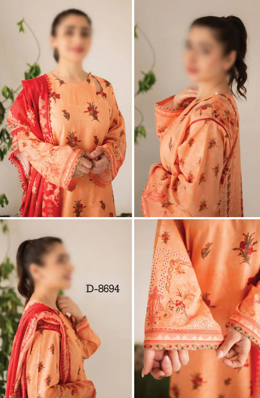 Kaira Embroidered Lawn Collection 2024 By Rashid Textile - D 8694
