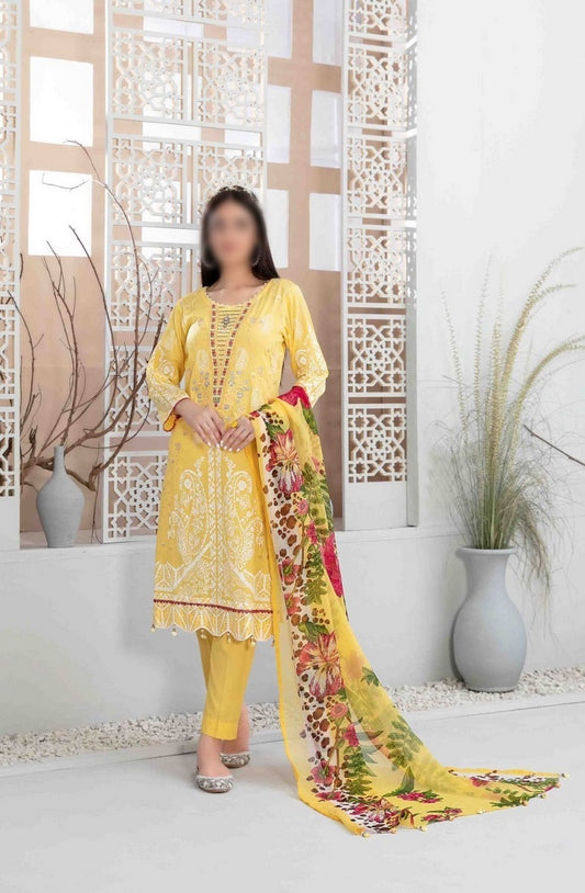 D 9305 ZUHA Embroidered Digital Printed Lawn Shirt - Digital Printed Chiffon Dupatta Collection 2023