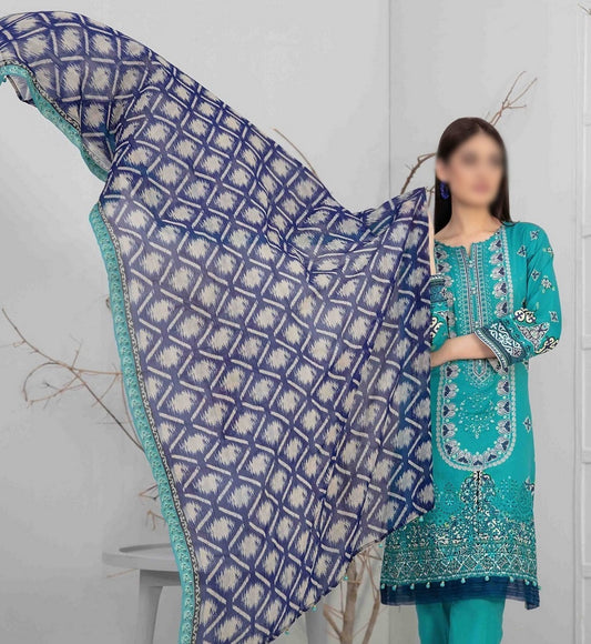 D 9308 ZUHA Embroidered Digital Printed Lawn Shirt - Digital Printed Chiffon Dupatta Collection 2023