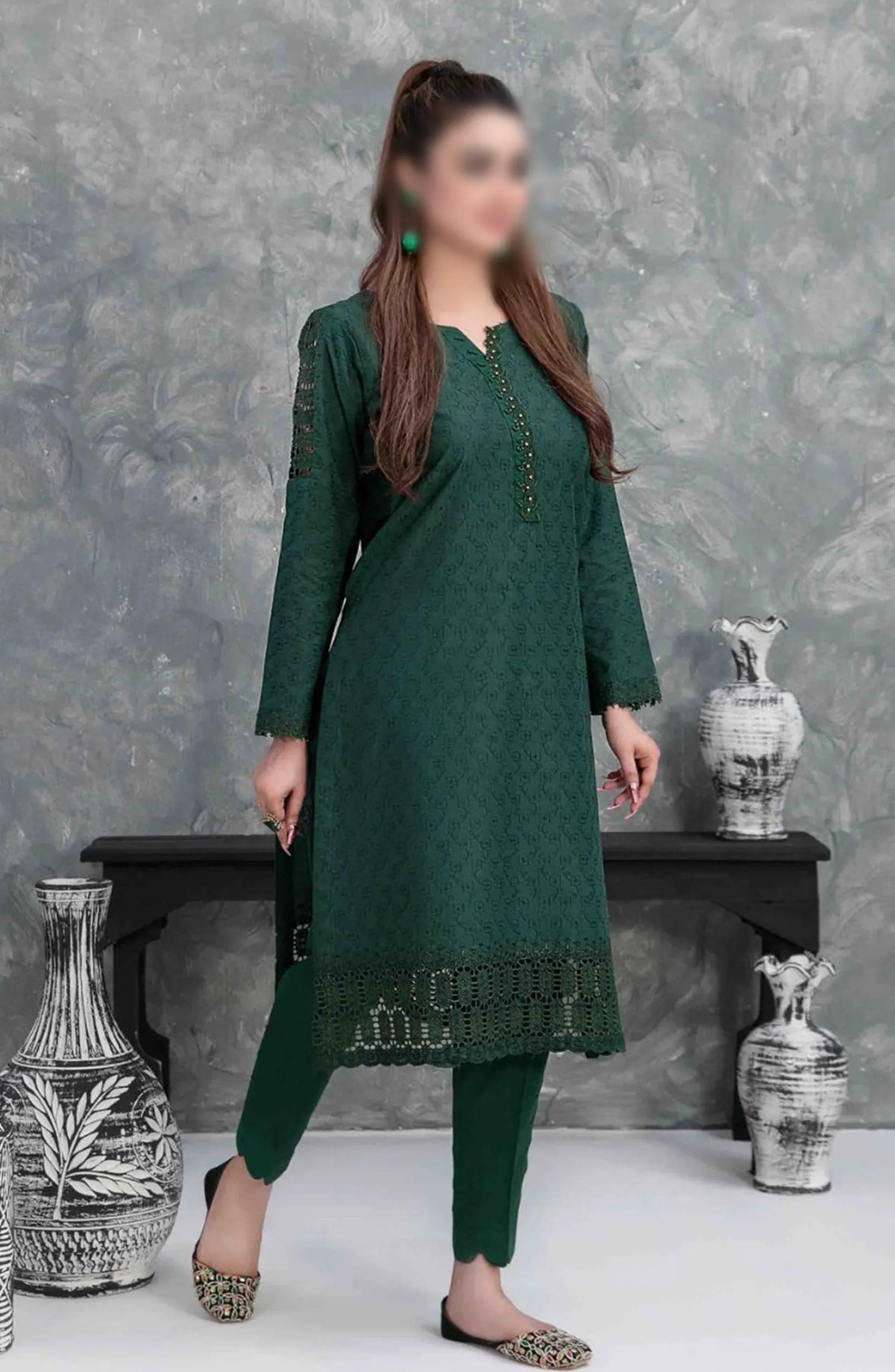 SOLELY SOLIDS VOL II New Schiffli Lawn 2-pcs Collection 2024 - D 9421