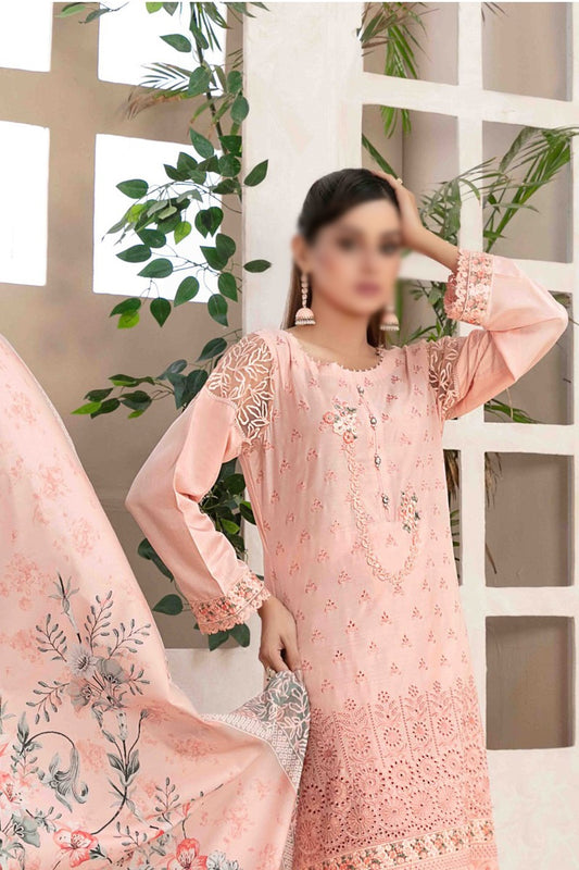 MAHEER Embroidered Viscose Schiffli with Digital Printed Shawl Collection 2023 -TF D 9574