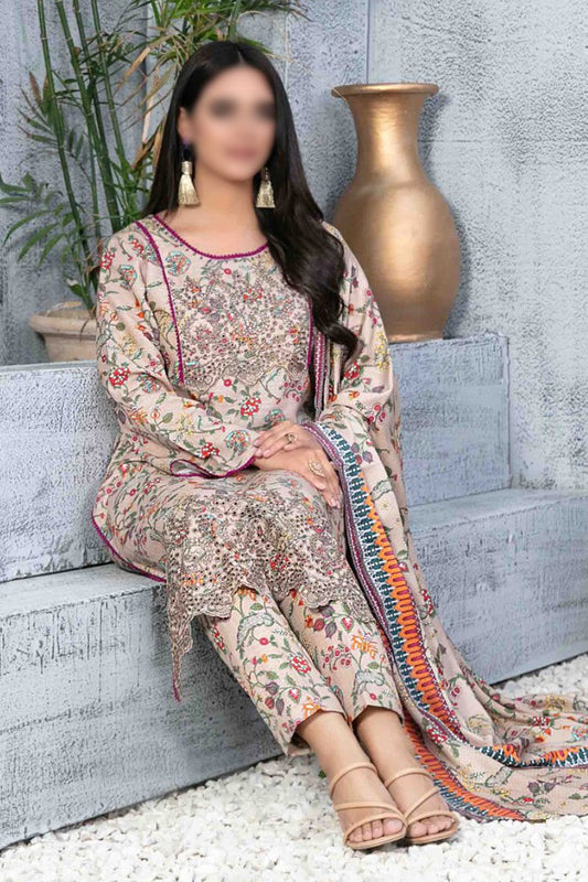 RUYA Digital Printed Daman Embroidered Khaddar Collection 2023 - D 9684