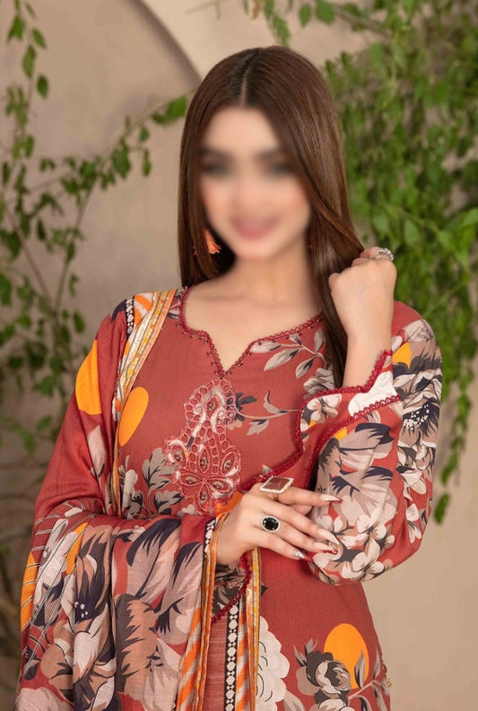 D 9719 - ELEA Schiffli Embroidered Digital Printed