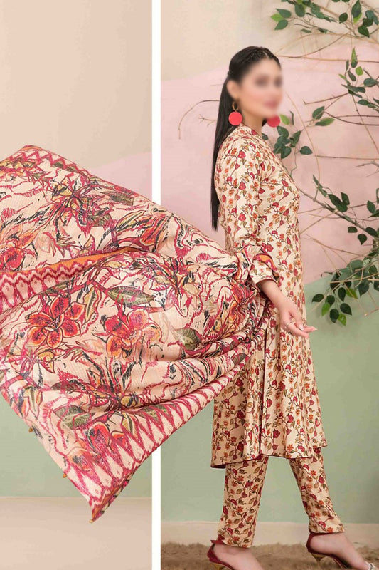 ROZERIN Embroidered Leather Peach Shawl Dupatta Collection 2023 - D 9775