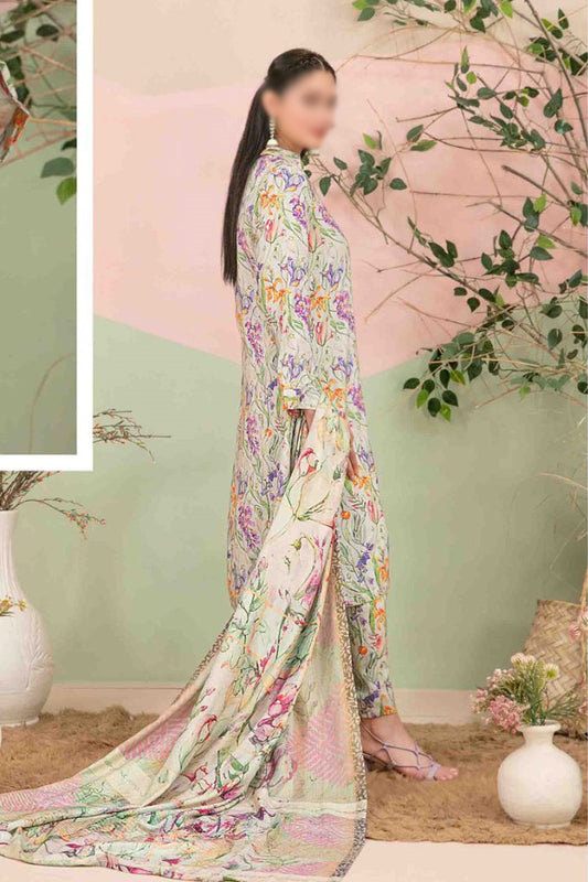 ROZERIN Embroidered Leather Peach Shawl Dupatta Collection 2023 - D 9778