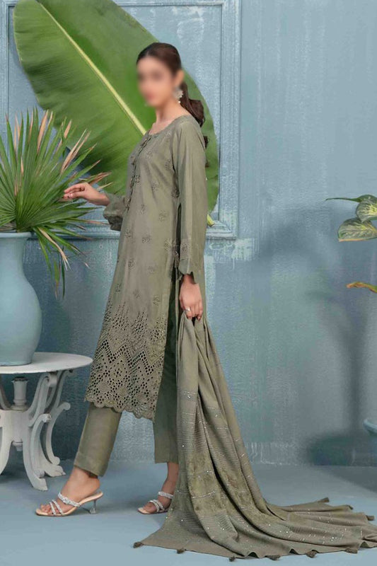 MIRZETA Schiffli Embroidered Leather Peach Collection By Tawakkal Fabrics - D 9867
