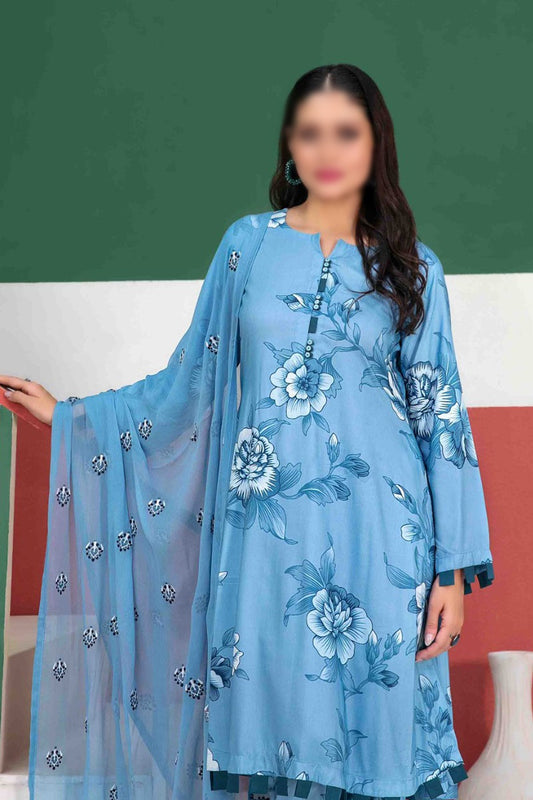 LIDA VOL I Digital Printed Staple Embroidered Chiffon Dupatta Collection 2023 - D 9890