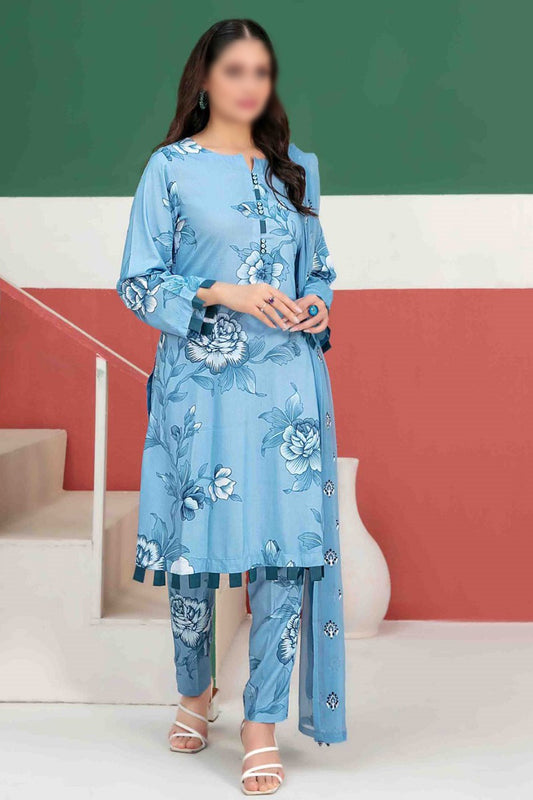 LIDA VOL I Digital Printed Staple Embroidered Chiffon Dupatta Collection 2023 - D 9890