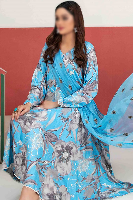 LIDA VOL I Digital Printed Staple Embroidered Chiffon Dupatta Collection 2023 - D 9895