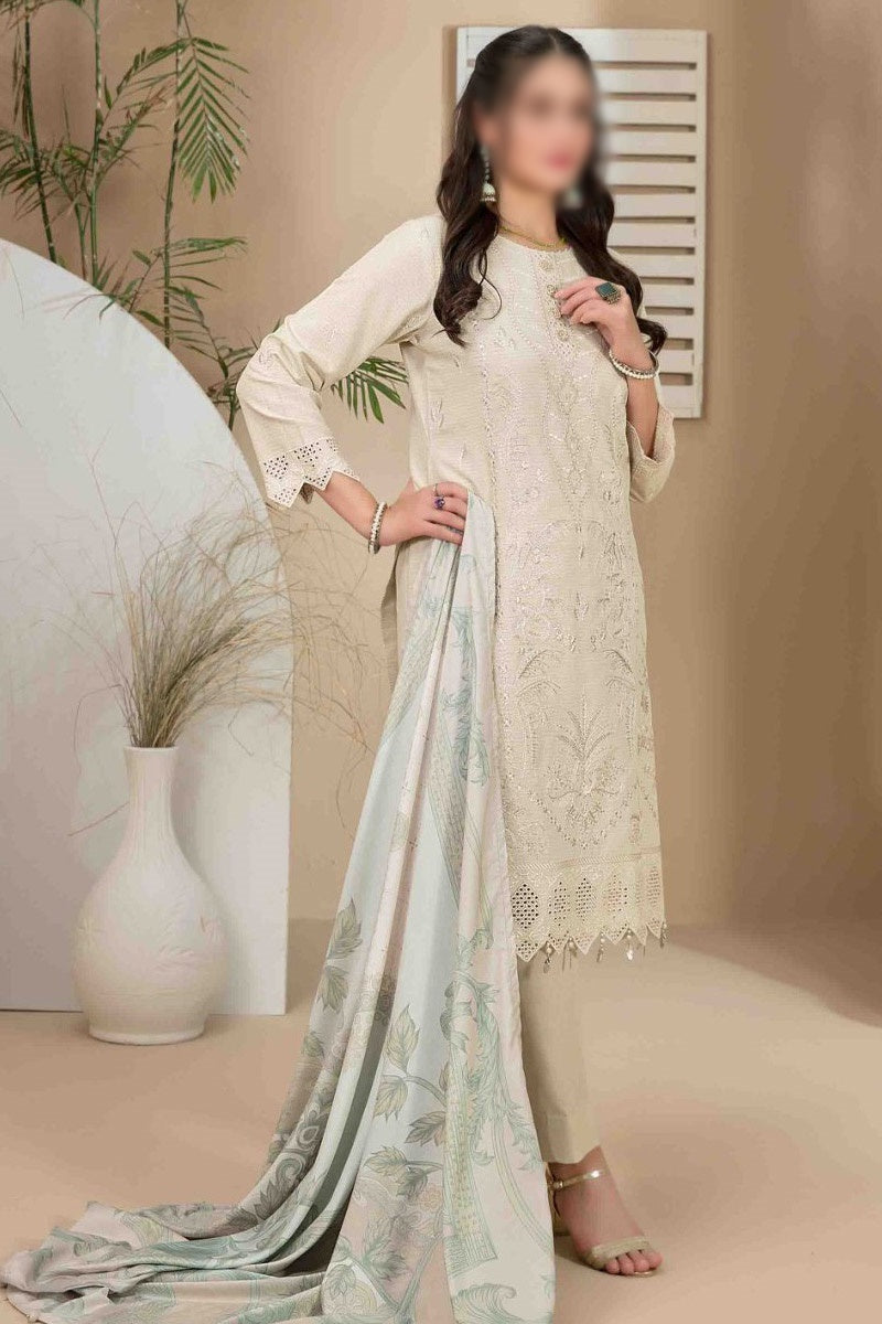 KENZA Embroidered Zari Karrandi with Velvet Shawl Collection 2023 - D 9911