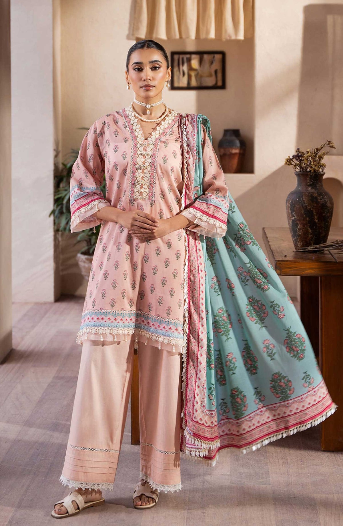 Mausummery Printed Lawn Unstitched 3 Piece - Dahlia - MUS25PL - Light Pink - Summer Collection
