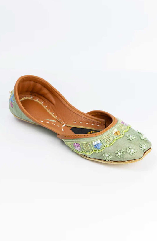 Gul-e-Rang by Khussa Darbar Festive Style Khussa Daisy-green